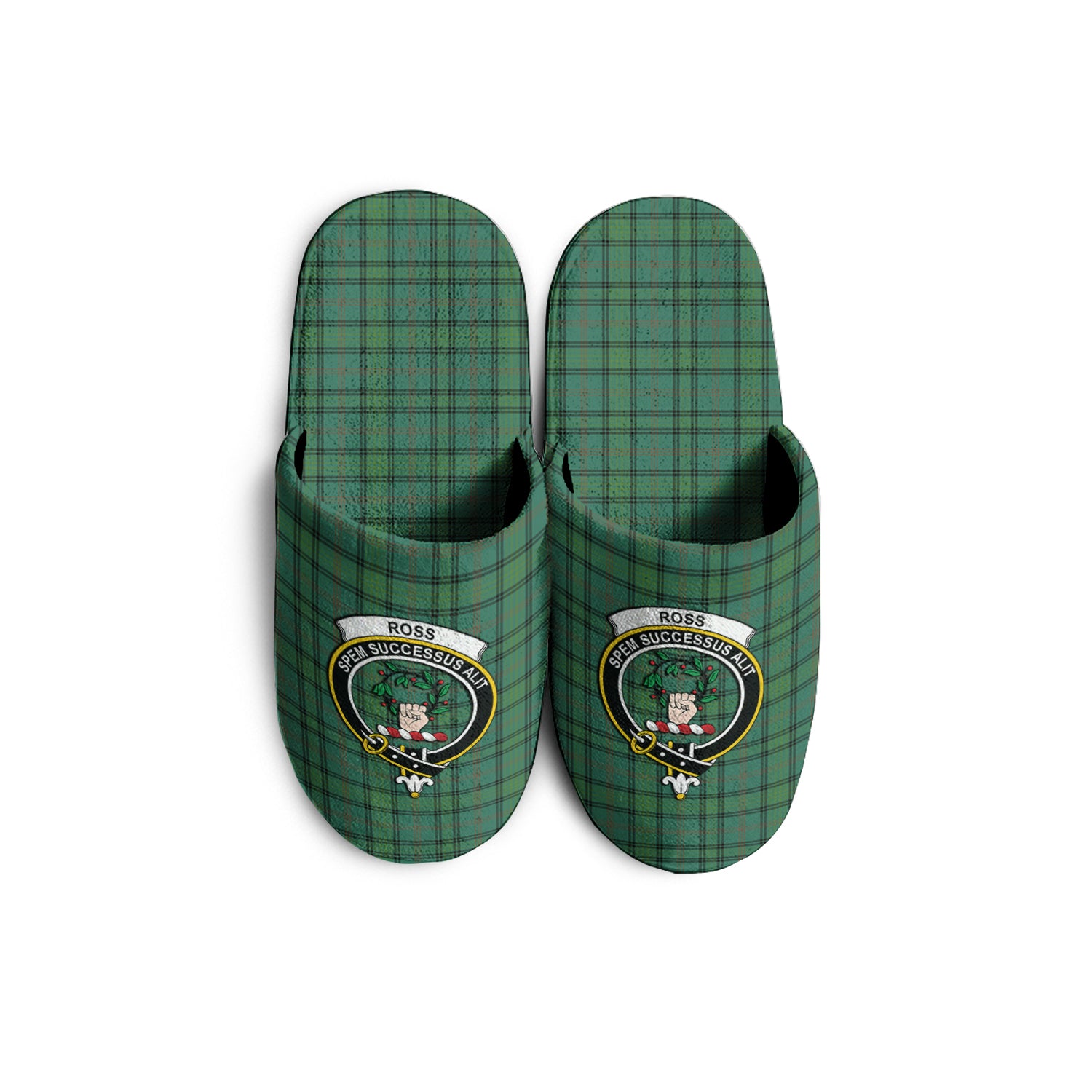 Ross Hunting Ancient Tartan Home Slippers with Family Crest - Tartanvibesclothing Shop