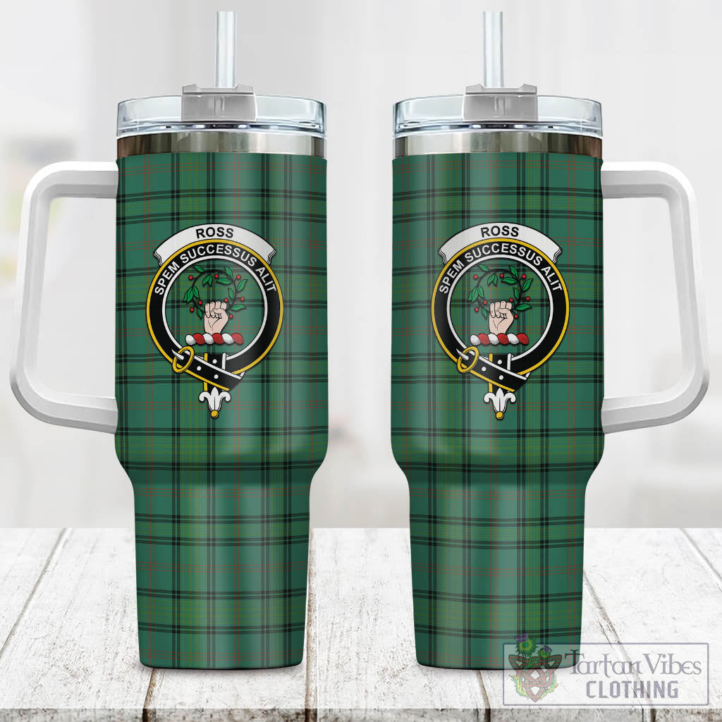 Tartan Vibes Clothing Ross Hunting Ancient Tartan and Family Crest Tumbler with Handle