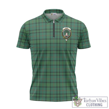 Ross Hunting Ancient Tartan Zipper Polo Shirt with Family Crest