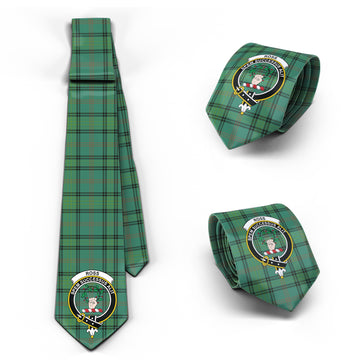 Ross Hunting Ancient Tartan Classic Necktie with Family Crest