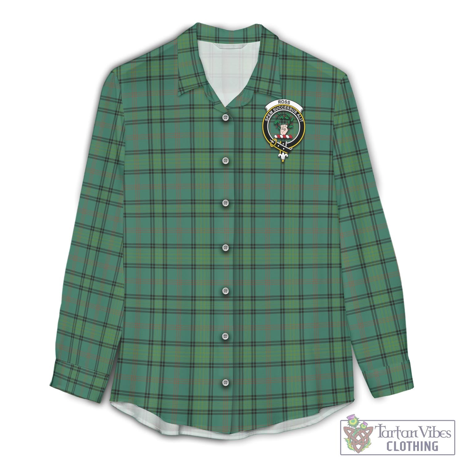 Tartan Vibes Clothing Ross Hunting Ancient Tartan Womens Casual Shirt with Family Crest