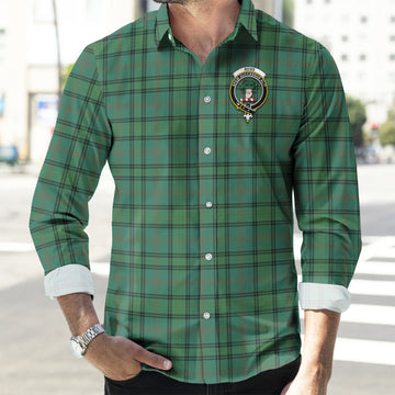 Ross Hunting Ancient Tartan Long Sleeve Button Up Shirt with Family Crest