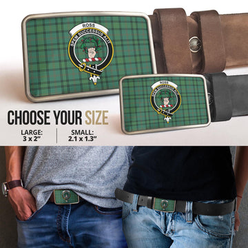 Ross Hunting Ancient Tartan Belt Buckles with Family Crest