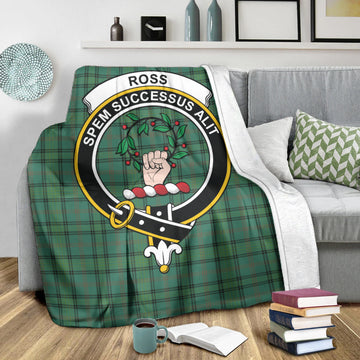 Ross Hunting Ancient Tartan Blanket with Family Crest