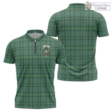 Ross Hunting Ancient Tartan Zipper Polo Shirt with Family Crest