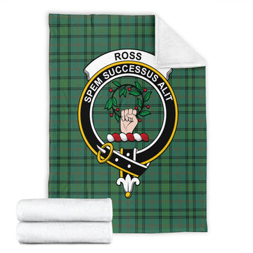 Ross Hunting Ancient Tartan Blanket with Family Crest