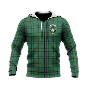 Ross Hunting Ancient Tartan Knitted Hoodie with Family Crest