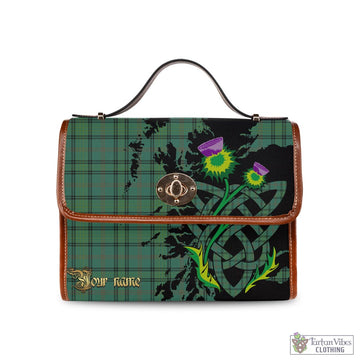Ross Hunting Ancient Tartan Waterproof Canvas Bag with Scotland Map and Thistle Celtic Accents