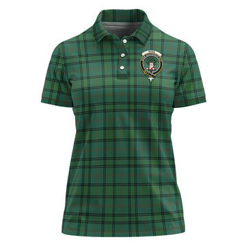 Ross Hunting Ancient Tartan Polo Shirt with Family Crest For Women