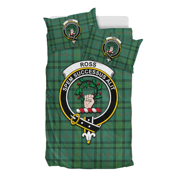 Ross Hunting Ancient Tartan Bedding Set with Family Crest