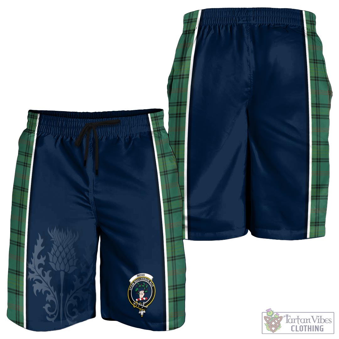 Tartan Vibes Clothing Ross Hunting Ancient Tartan Men's Shorts with Family Crest and Scottish Thistle Vibes Sport Style