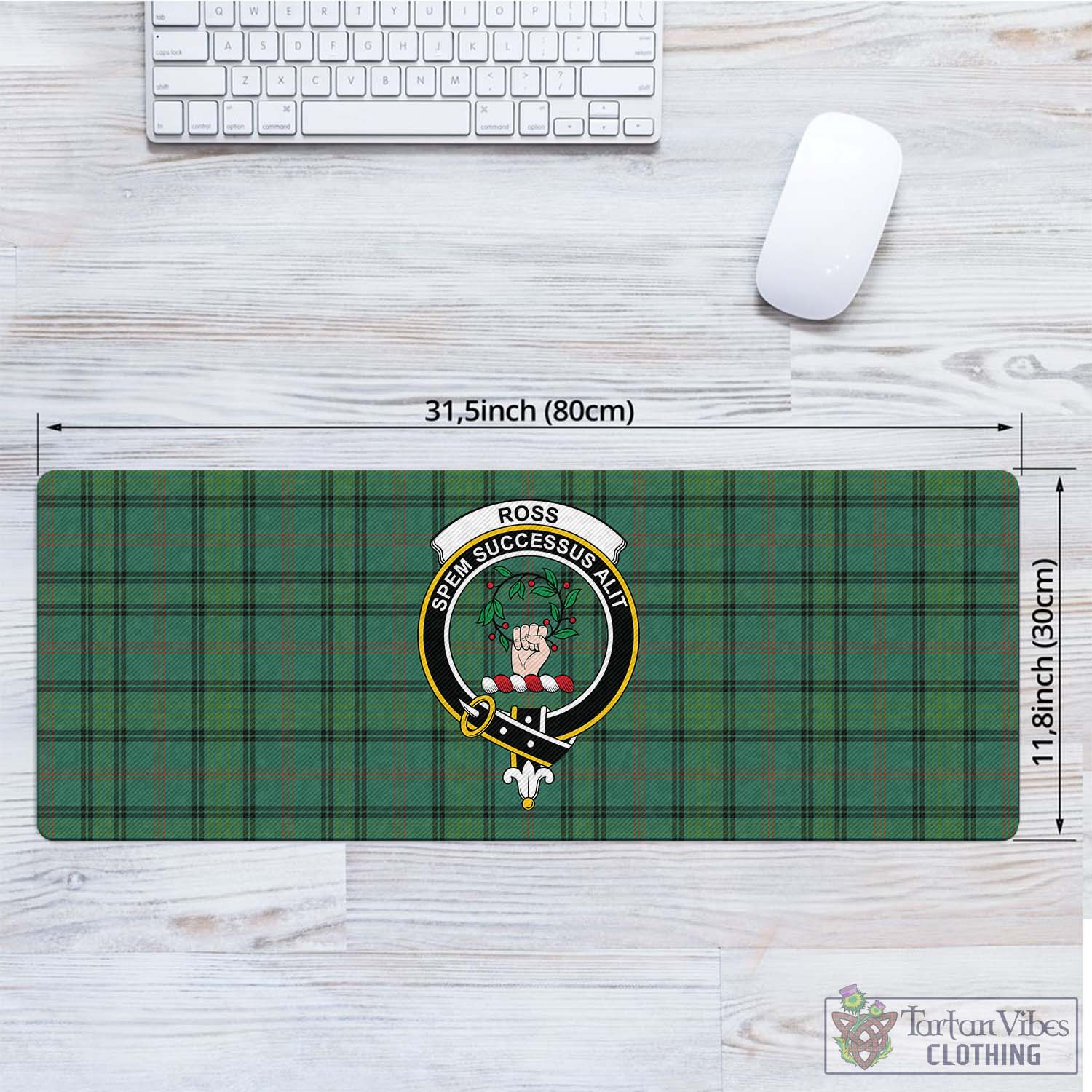 Tartan Vibes Clothing Ross Hunting Ancient Tartan Mouse Pad with Family Crest