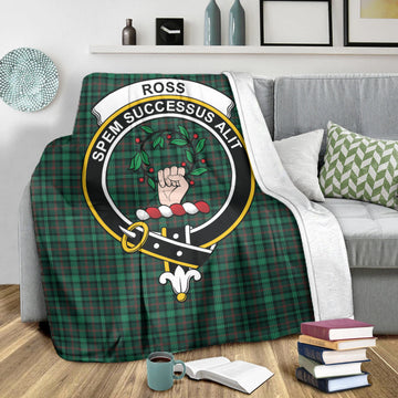 Ross Hunting Modern Tartan Blanket with Family Crest