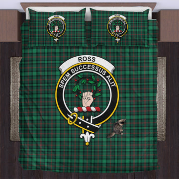Ross Hunting Modern Tartan Bedding Set with Family Crest