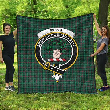 ross-hunting-modern-tartan-quilt-with-family-crest