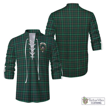 Ross Hunting Modern Tartan Men's Scottish Traditional Jacobite Ghillie Kilt Shirt with Family Crest