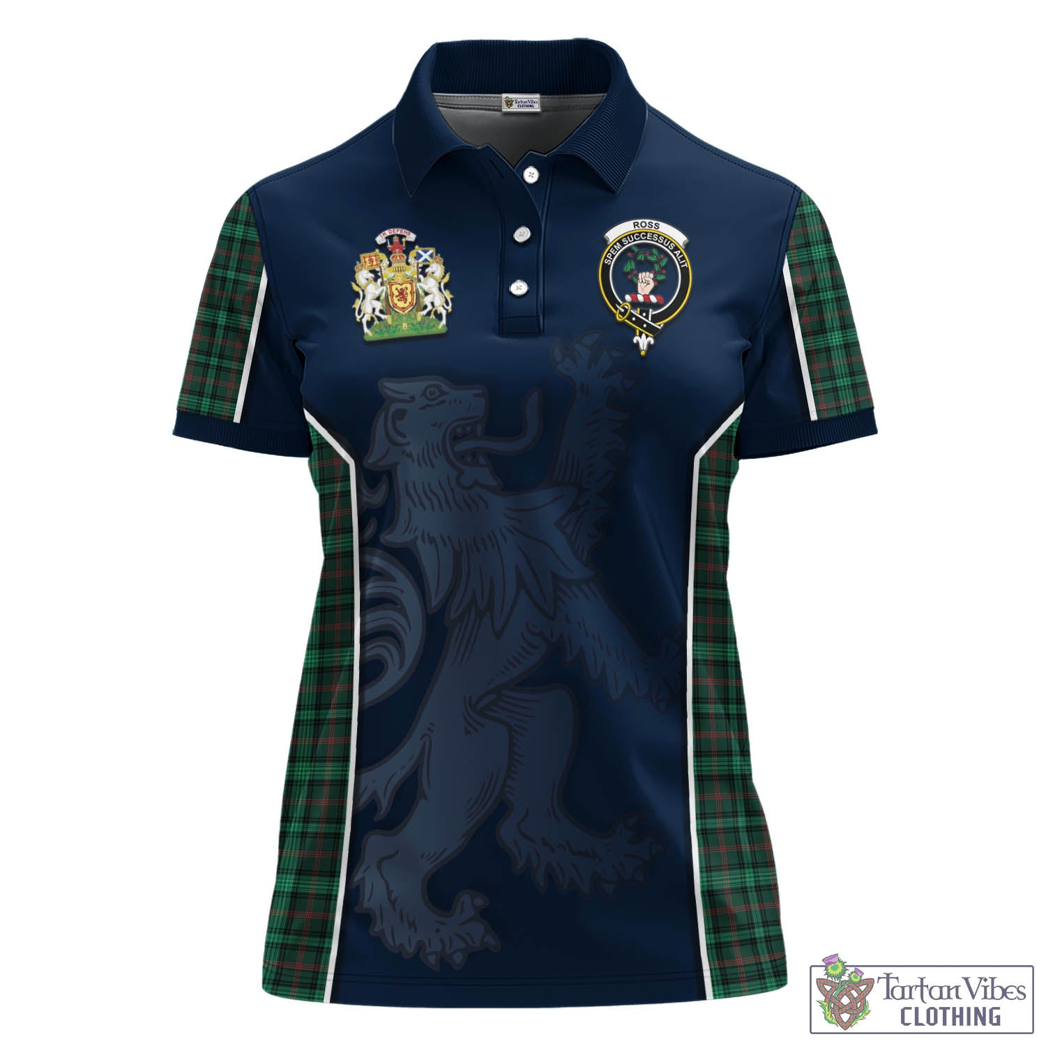 Tartan Vibes Clothing Ross Hunting Modern Tartan Women's Polo Shirt with Family Crest and Lion Rampant Vibes Sport Style