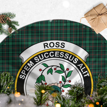 Ross Hunting Modern Tartan Christmas Tree Skirt with Family Crest
