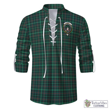 Ross Hunting Modern Tartan Men's Scottish Traditional Jacobite Ghillie Kilt Shirt with Family Crest