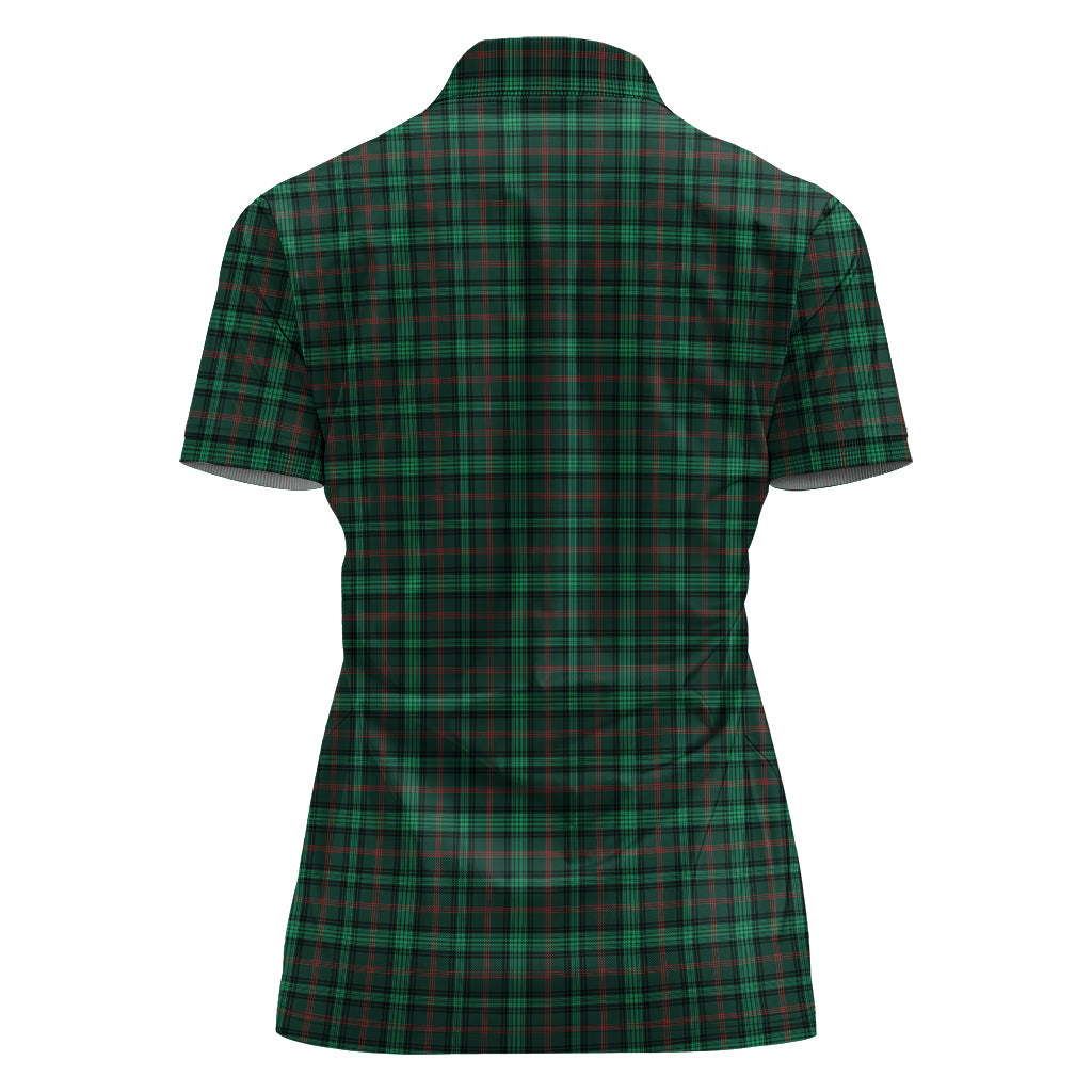 ross-hunting-modern-tartan-polo-shirt-with-family-crest-for-women