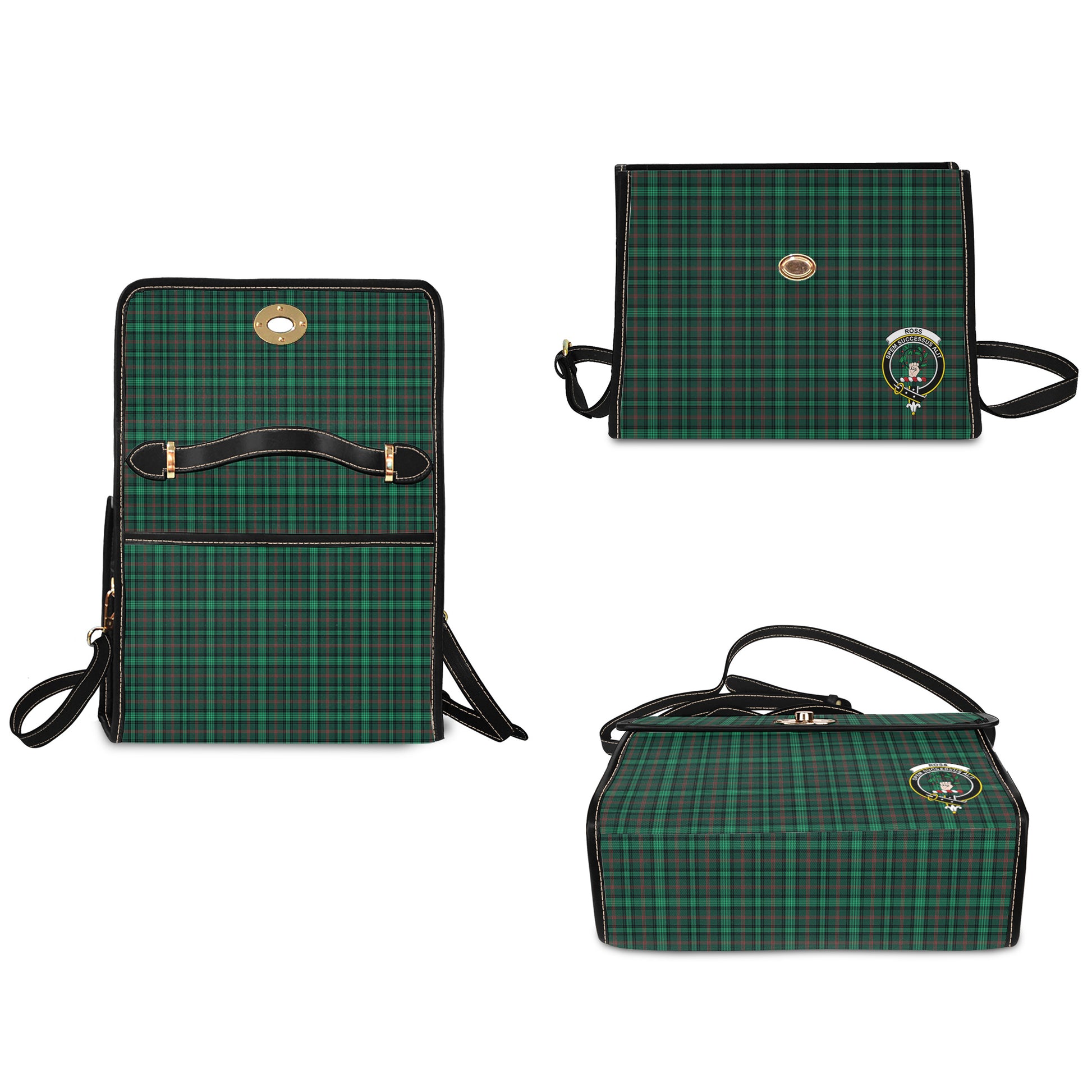 ross-hunting-modern-tartan-leather-strap-waterproof-canvas-bag-with-family-crest
