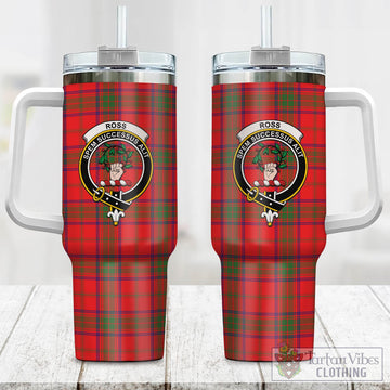 Ross Modern Tartan and Family Crest Tumbler with Handle