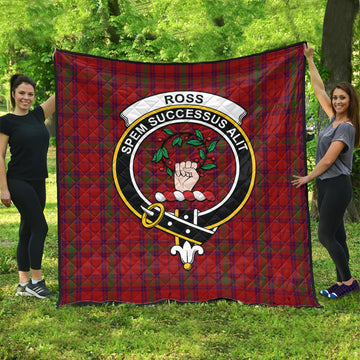 Ross Old Tartan Quilt with Family Crest