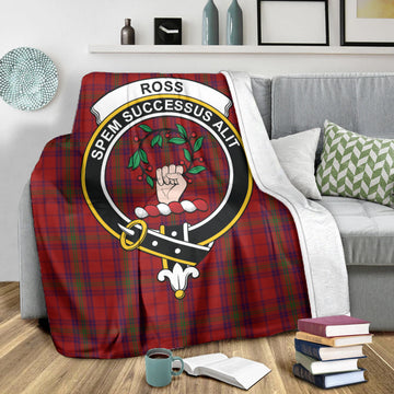 Ross Old Tartan Blanket with Family Crest