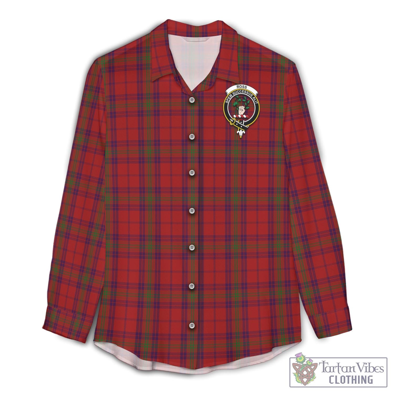 Tartan Vibes Clothing Ross Old Tartan Womens Casual Shirt with Family Crest