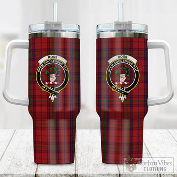 Ross Old Tartan and Family Crest Tumbler with Handle