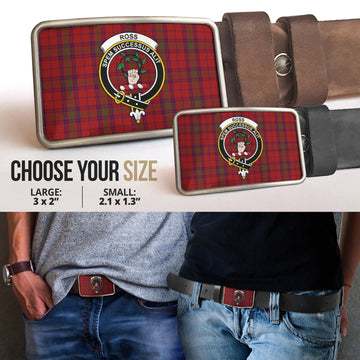 Ross Old Tartan Belt Buckles with Family Crest