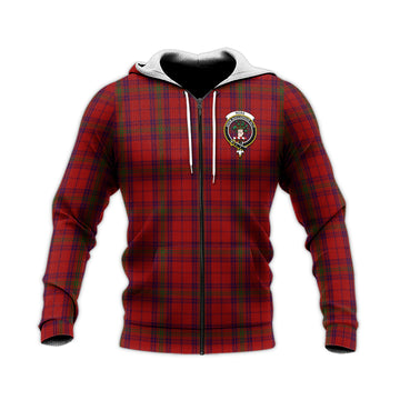 Ross Old Tartan Knitted Hoodie with Family Crest