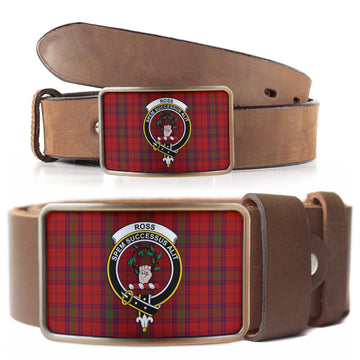 Ross Old Tartan Belt Buckles with Family Crest