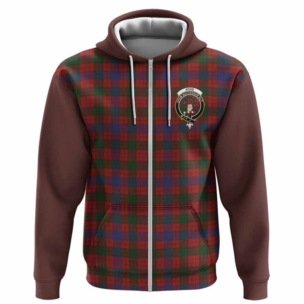 Ross Tartan Accent Hoodie with Family Crest