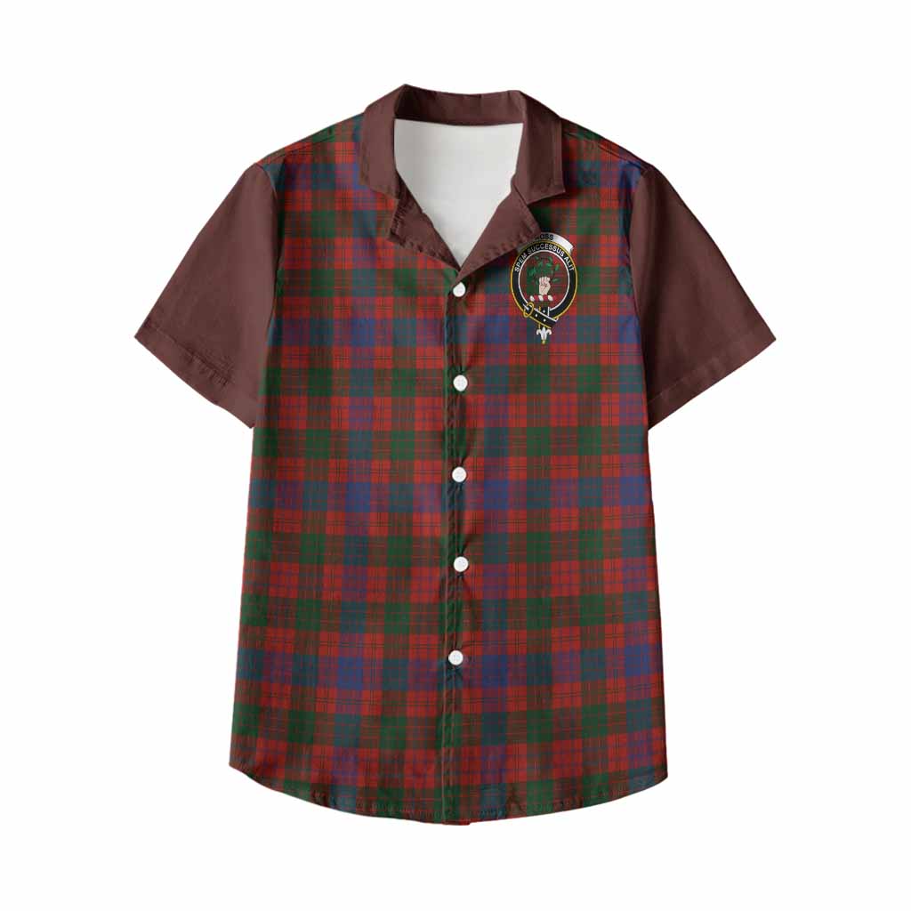 Ross Tartan Accent Kid Hawaiian Shirt with Family Crest