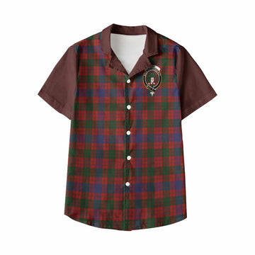 Ross Tartan Accent Kid Hawaiian Shirt with Family Crest