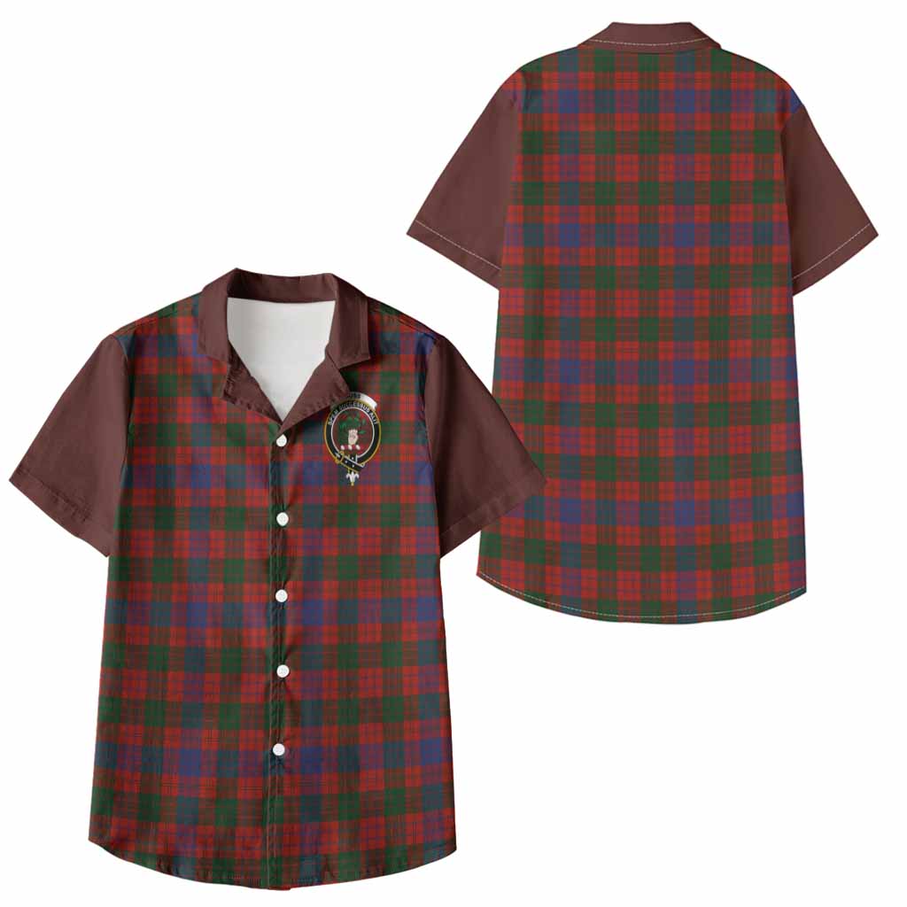 Ross Tartan Accent Kid Hawaiian Shirt with Family Crest
