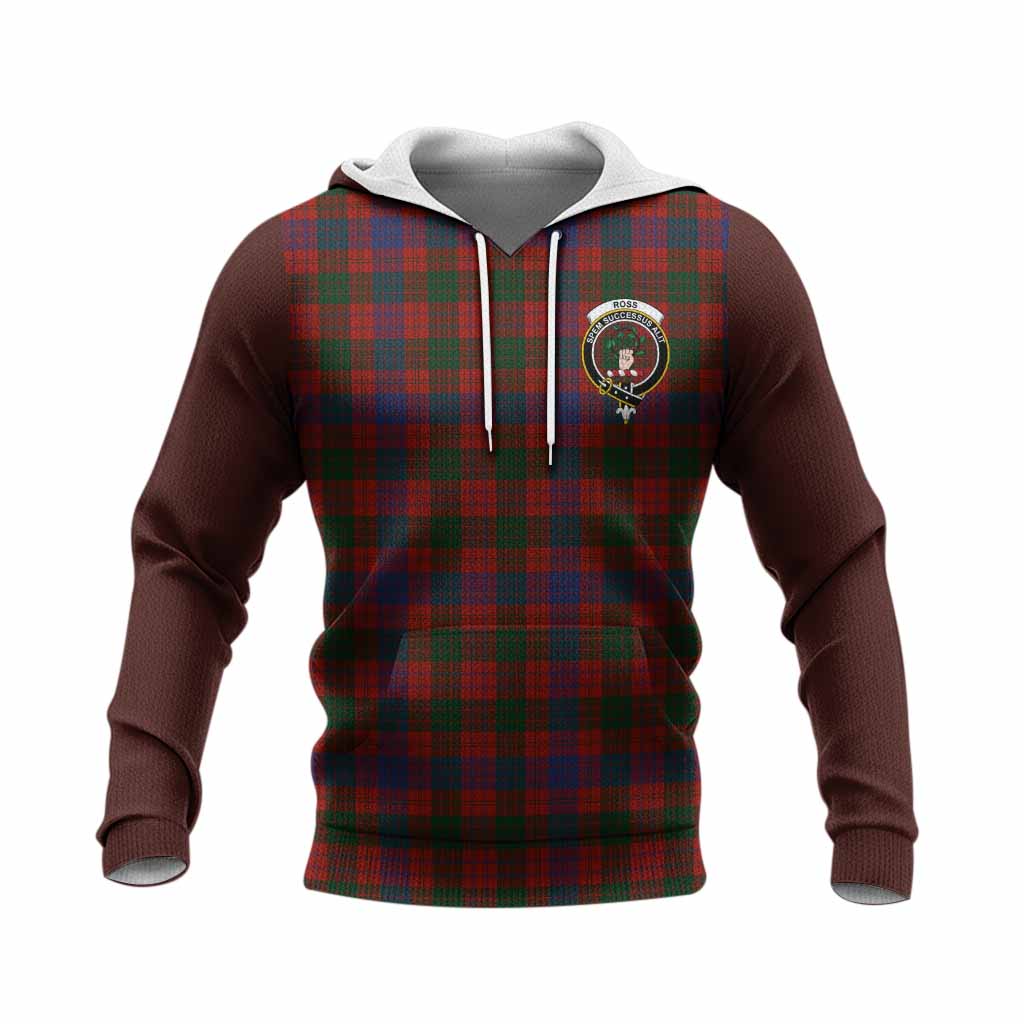 Ross Tartan Accent Knitted Hoodie with Family Crest