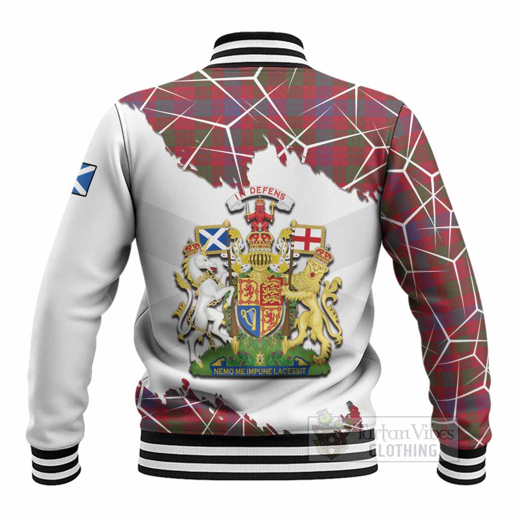 Ross Tartan Baseball Jacket with Family Crest and Lion Rampant Grunge Style
