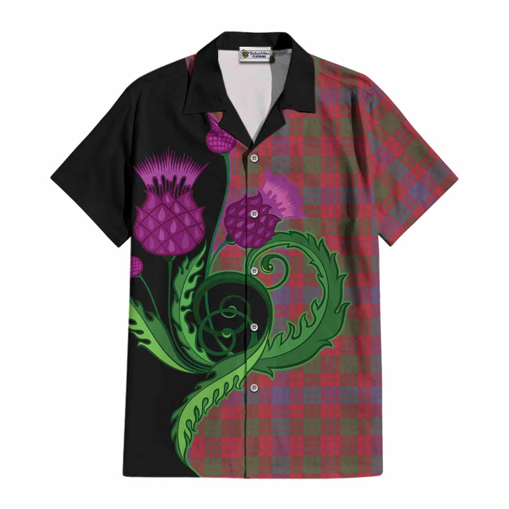 Ross Tartan Cotton Hawaiian Shirt Traditional Scottish Thistle