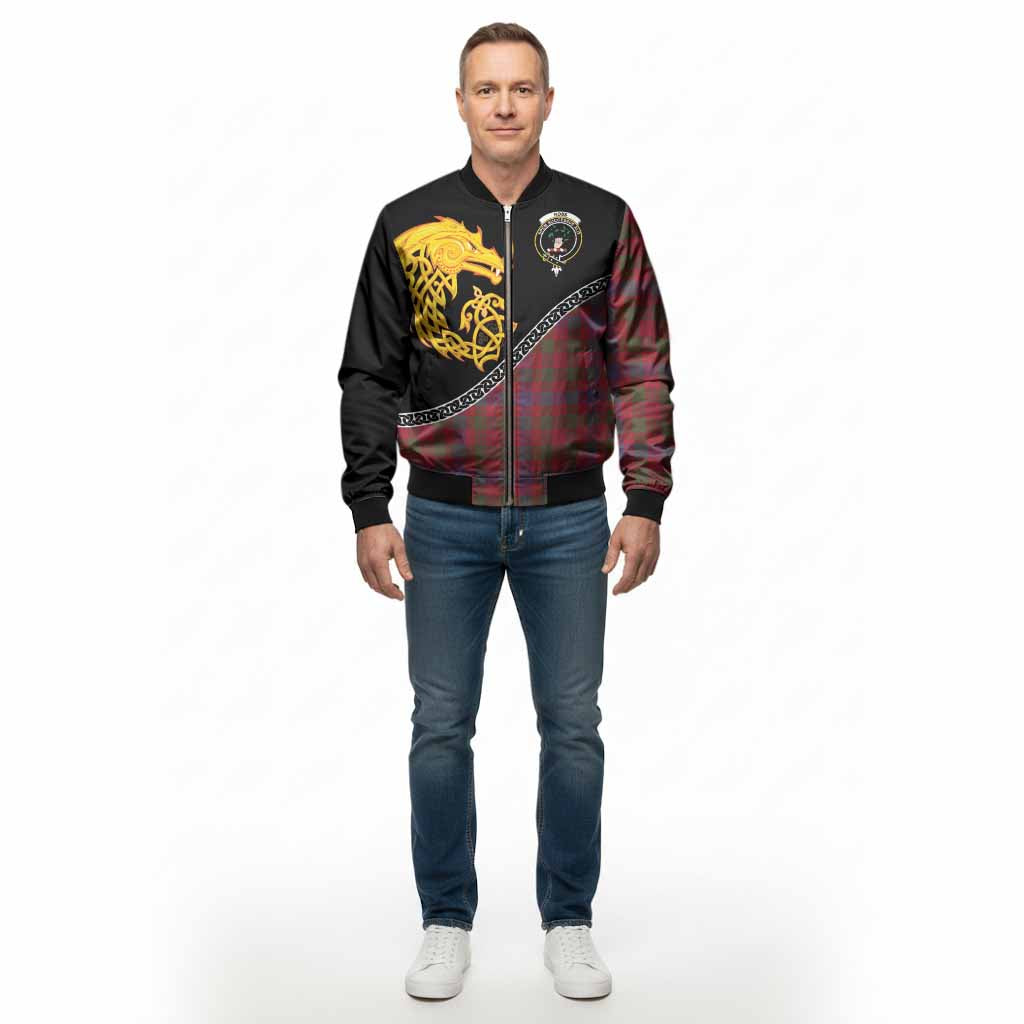 Ross Tartan Crest Bomber Jacket Legendary Dragon Knot Half Style