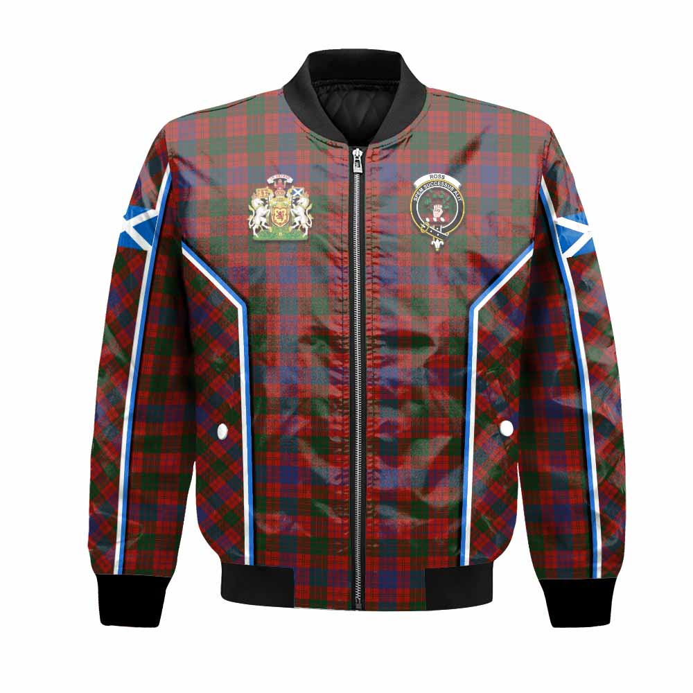 Ross Tartan Crest Bomber Jacket Scotland Coat of Arm Flag Style - Tartan Vibes Clothing