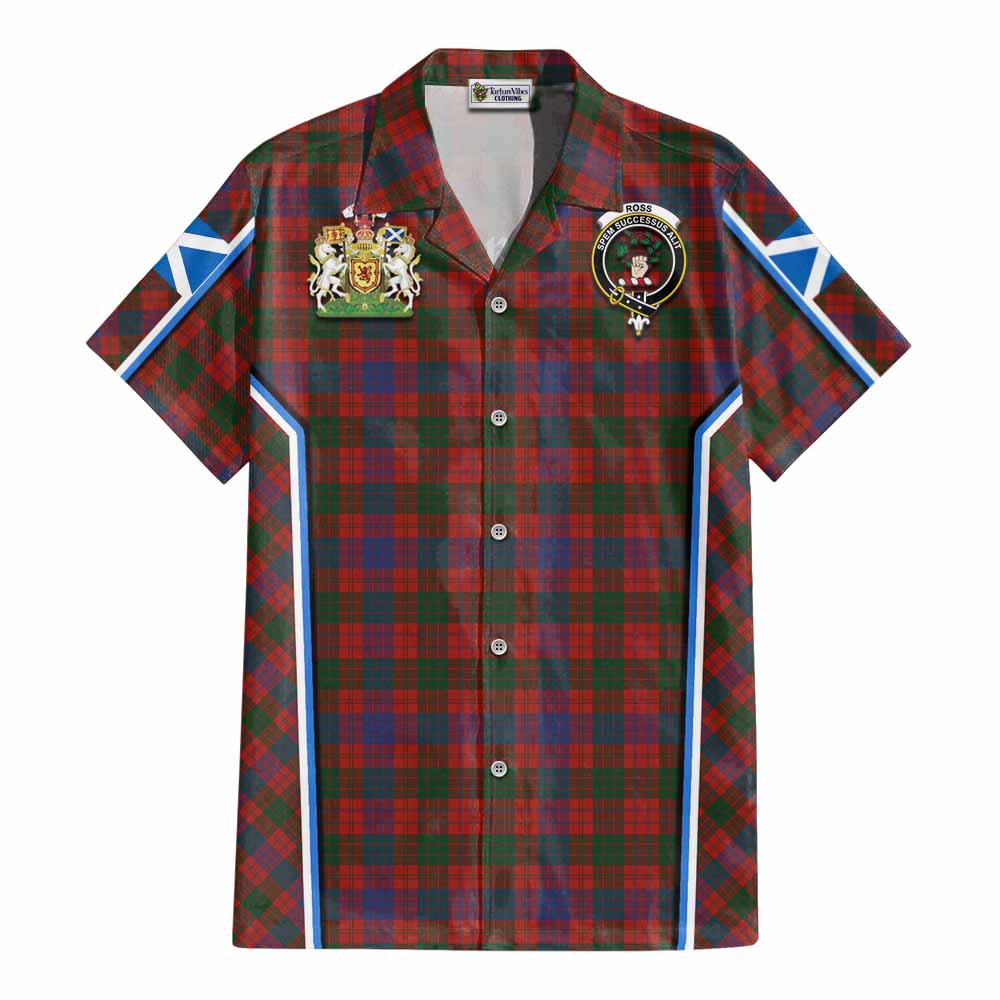Ross Tartan Crest Cotton Hawaiian Shirt Scotland Coat of Arm Flag Style - Tartan Vibes Clothing