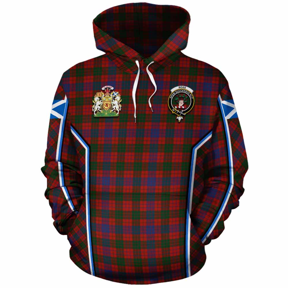 Ross Tartan Crest Cotton Hoodie Scotland Coat of Arm Flag Style - Tartan Vibes Clothing