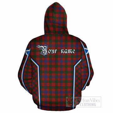 Ross Tartan Crest Cotton Hoodie Scotland Coat of Arm Flag Style