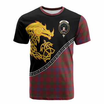 Ross Tartan Crest Cotton T-shirt Legendary Dragon Knot Half Style