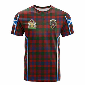 Ross Tartan Crest Cotton T-shirt Scotland Coat of Arm Flag Style - Tartan Vibes Clothing