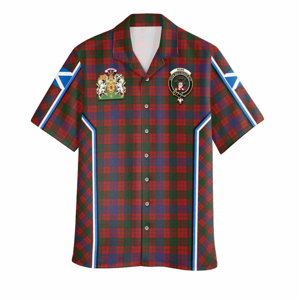 Ross Tartan Crest Hawaiian Shirt Scotland Coat of Arm Flag Style - Tartan Vibes Clothing