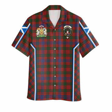 Ross Tartan Crest Hawaiian Shirt Scotland Coat of Arm Flag Style