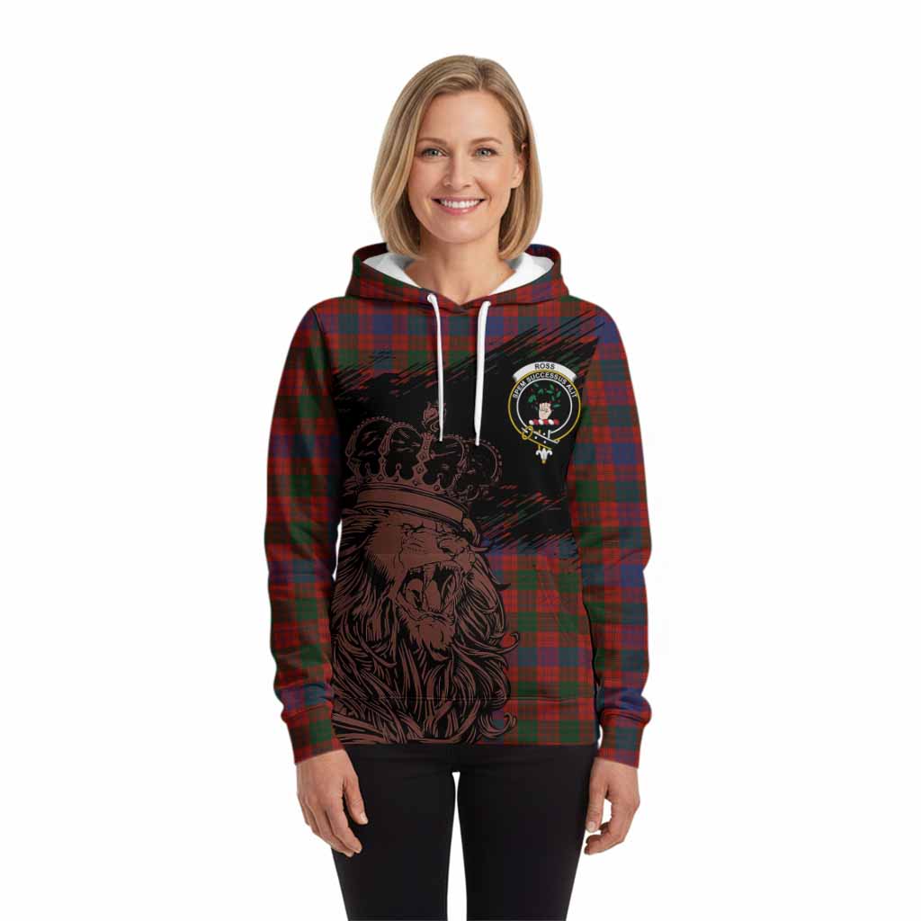 Ross Tartan Crest Hoodie Crowned Lion Heritage Style